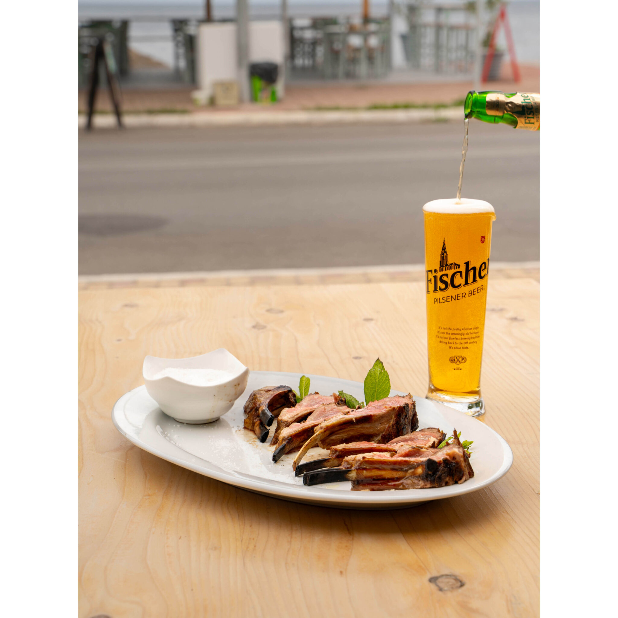 Greek Food - Lamb Chop - Beer